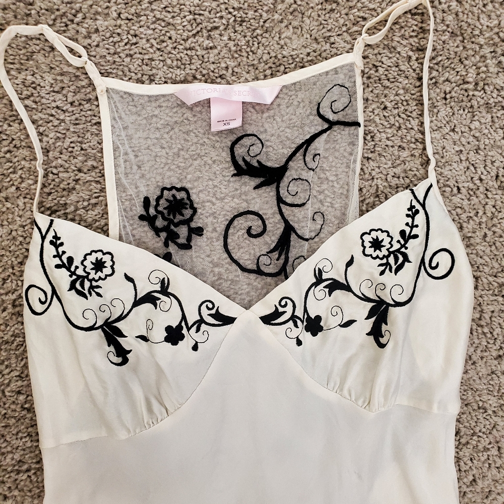 Vintage Victoria's Secret maxi silk slip dress with embroidered detail